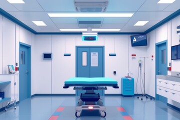 Modern hospital operating room representing healthcare surgical expertise and patient care in a clean and sterile environment