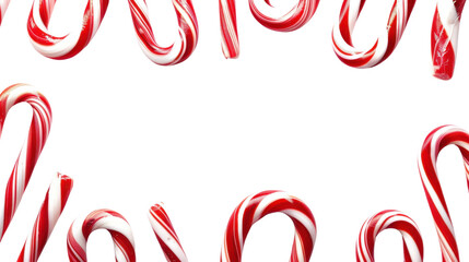Christmas candy cane frame  , candy lollipop border on transparent background