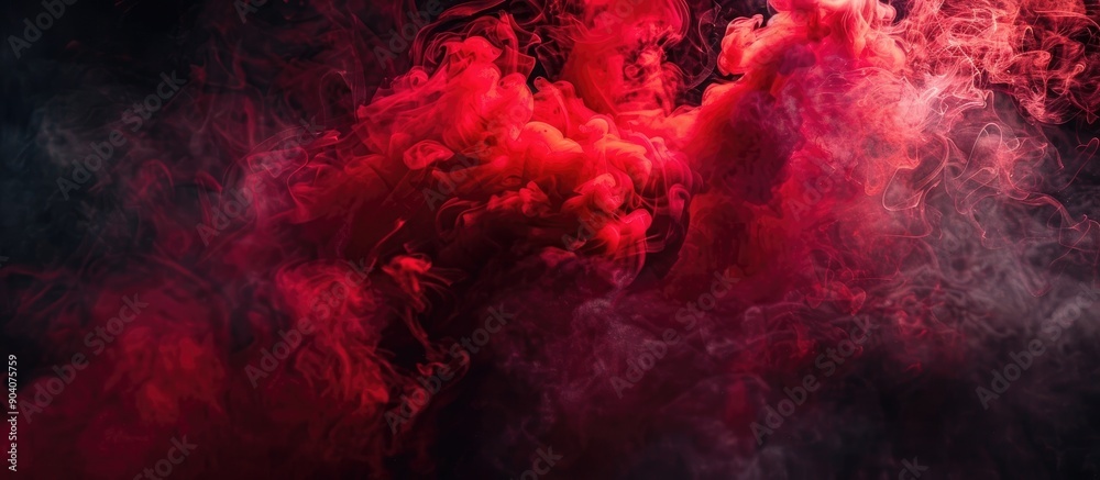 Poster Red smoke on a black backdrop creating an artistic vision with copy space image