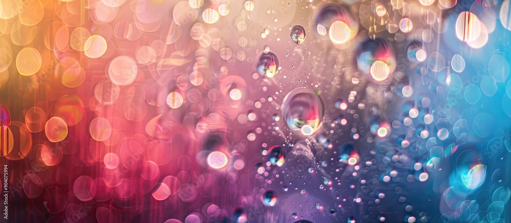 Poster Bokeh effect on water droplets creates a gradient background suitable for various occasions includes copy space image for text placement