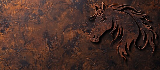 Sign depicting a horse symbol with a background of empty space for adding images. Creative banner. Copyspace image