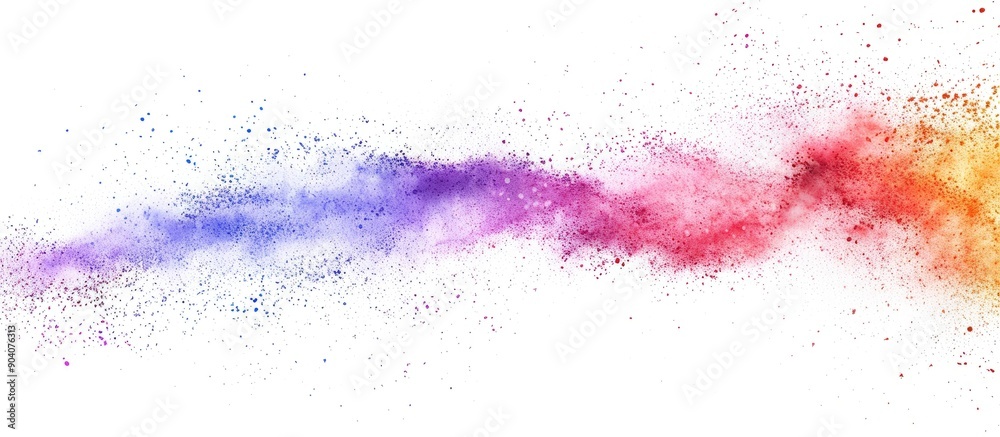 Aufkleber Freeze motion of colorful powder exploding creating a multicolored glitter texture on a white background ideal for a copy space image