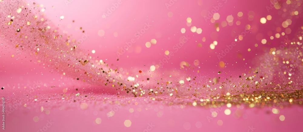 Aufkleber a pink backdrop adorned with shimmering gold and space for text or images. creative banner. copyspac