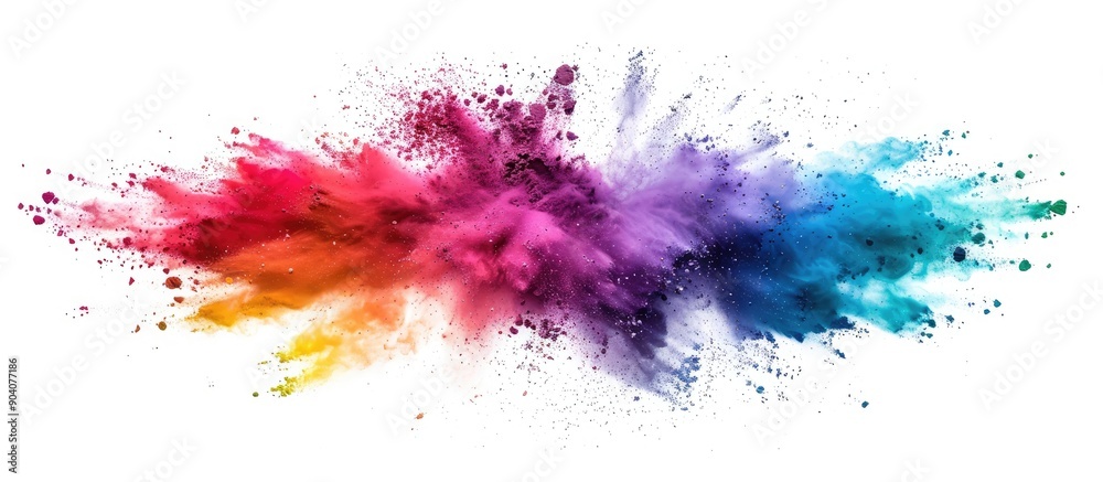 Poster colorful powder explosion on a white background versatile as a copy space image