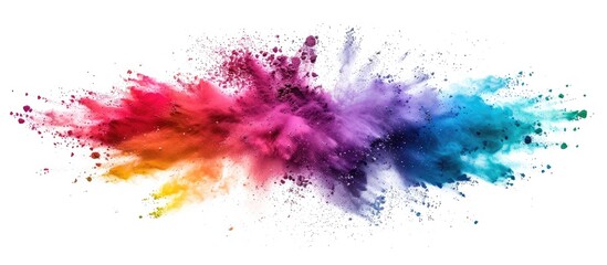 Fototapeta premium Colorful powder explosion on a white background versatile as a copy space image