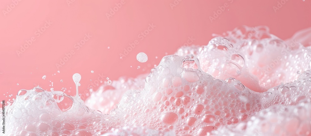 Poster Soft foamy texture displayed on a pink background showcasing the product with copy space image