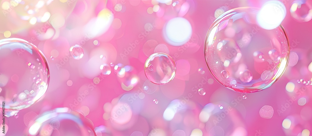 Wall mural pastel pink background with a beautiful bokeh air bubble abstract with a copy space image