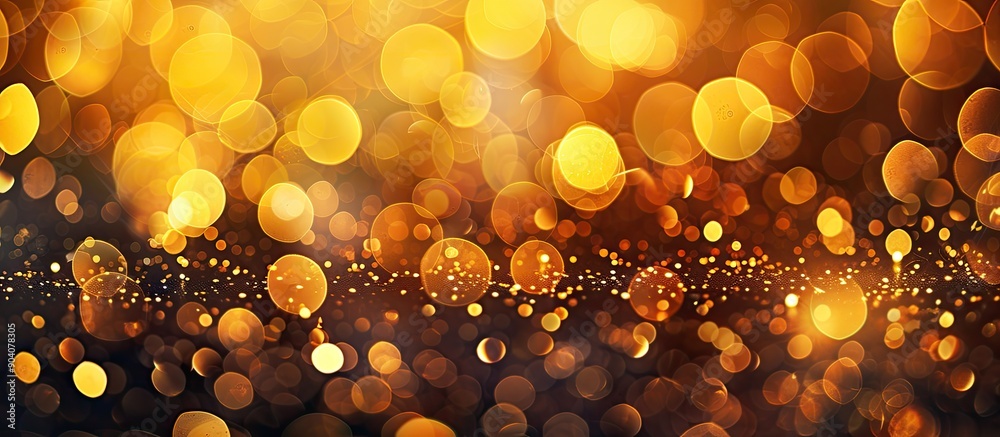 Leinwandbilder abstract golden lights and bokeh on a dark backdrop creating a festive new year or christmas themed 
