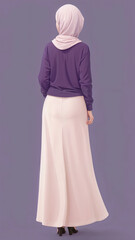 Muslim woman in purple sweater candid phose