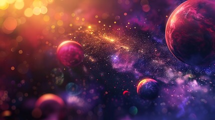 Planets, stars, nebullas, and galaxies in space. Abstract universe. Ai generative