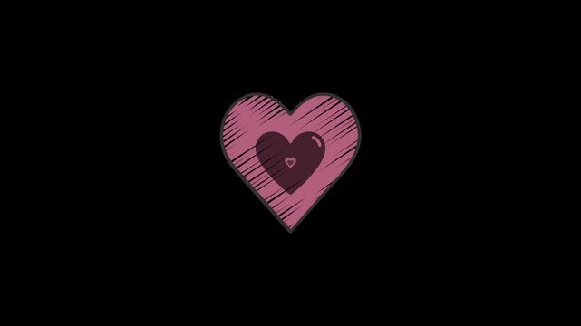 Cartoon Infinity Sketch Heart Pulsating Loop Black Screen