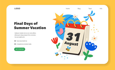 Final Days Summer Vacation. Flat Vector Illustration