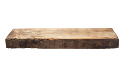 wooden board isolated on transparent background, wood plank cutout 