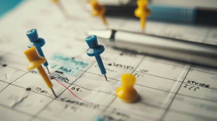 Calendar with Pins and Pen