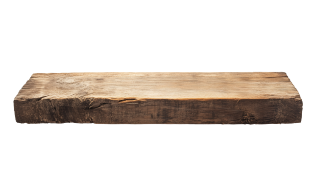 wooden board isolated on transparent background, wood plank cutout 