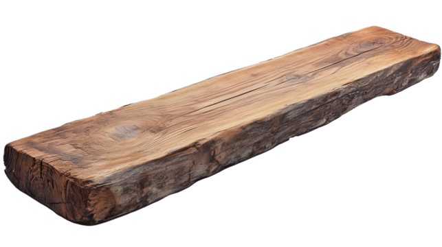 wooden board isolated on transparent background, wood plank cutout 