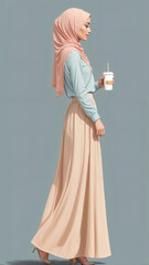 Muslim person with a glass of coffe