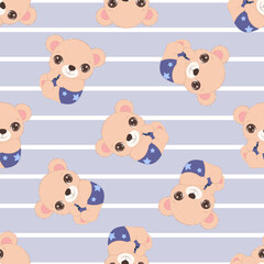 Cute baby animals seamless pattern