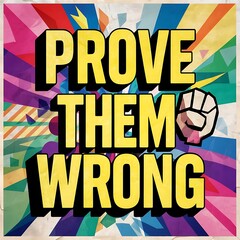 Obraz premium Prove Them Wrong colorful background and text (T-shirt Design Motivational Quote, Illustration ,Typography)