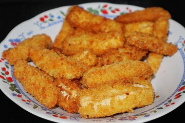 long nuggets on a plate