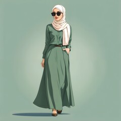 Woman model wearing sunglasses stand up 