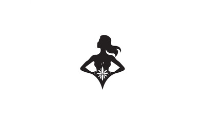  Silhouette Woman Wellness, Success, Empowered and Health logo design on white background