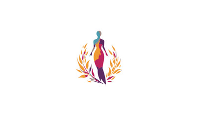  Silhouette Woman Wellness, Success, Empowered and Health logo design on white background