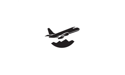 Air Travel logo design black simple line art on white background