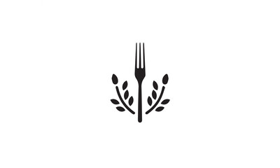 food spoon fork knife logo design black simple line art on white background