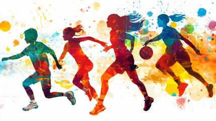 Clipart style balancing school and sports, rich and vibrant colors, simplified images, digital art style, clear and even light, dynamic and upbeat vibe