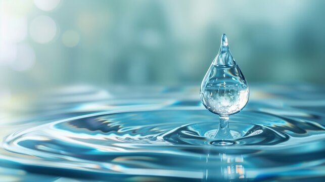 Minimalist water droplet with hydroelectric power symbols, Water Sustainability, Renewable Energy, No logo, No Trademark, No text, minimal concept with copy space for stock photo
