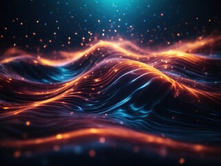 Obraz premium Glowing wavy background Abstract dynamic wave of particles