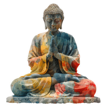 recommend clip art: Watercolor for Buddha statue clip art element illustration. 