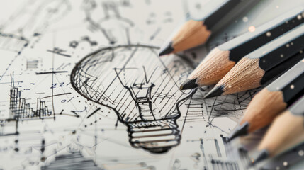 Creative professional sketching innovative ideas with pencils during a productive work session