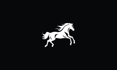 running horse logo design black simple flat icon on white background