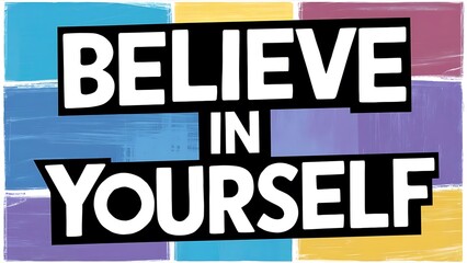 Obraz premium Believe In Yourself colorful background and text (T-shirt Design Motivational Quote, Illustration ,Typography)