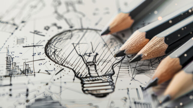 Creative professional sketching innovative ideas with pencils during a productive work session