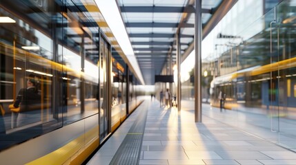 Fototapeta premium Efficient Multi-Modal Transport Hub for Trains, Buses, and Bikes with Integrated System