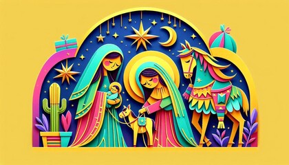 Fototapeta premium Pesebre Papercut