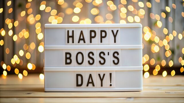 Happy Boss's Day Light Box with Bokeh Lights.