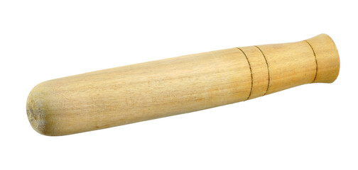 wooden pestle isolated on white background.