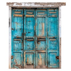 Naklejka premium Medium shot of old Door, isolated on a white background, bright and vivid tonality 