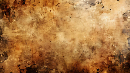 Brown grunge texture sepia parchment background. Old paper vintage scrapbook watercolor page. AI...