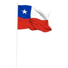 Vector illustration of wavy Chile flag on transparent background