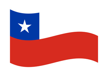 Vector illustration of wavy Chile flag on transparent background
