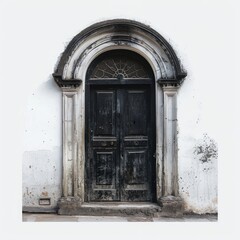 Medium shot of old Door, isolated on a white background, bright and vivid tonality 