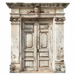Fototapeta premium Medium shot of old Door, isolated on a white background, bright and vivid tonality 