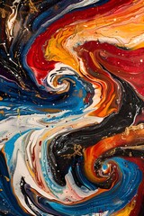 abstract wall art painting featuring swirling patterns of vibrant