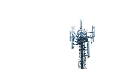 Communication tower on transparent background