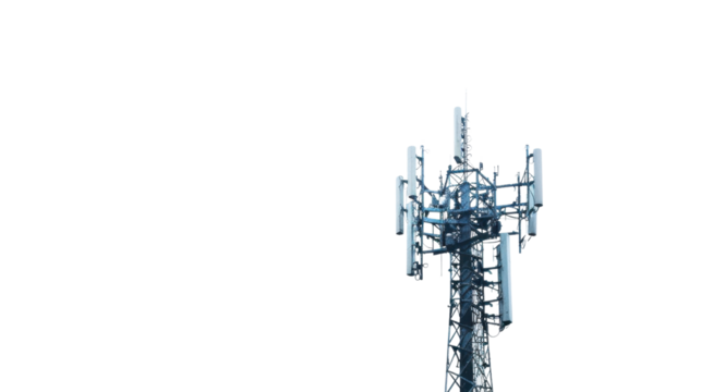 Communication tower on transparent background